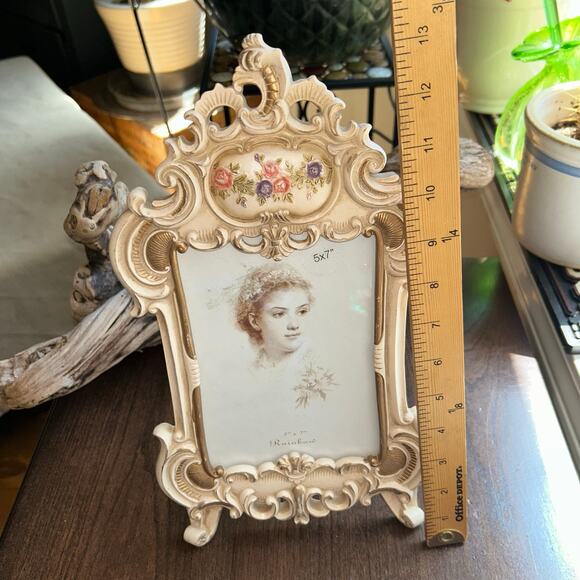 Old Time Victorian Style Picture Frame 5x7" Hand-crafted Pale Pink Hand-painted - Picture 6 of 7